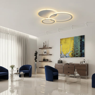 Lustra LED cu telecomanda LUCY 45W, 3 Cercuri, lumina Rece/Calda/Neutra, Dimabila, Alb