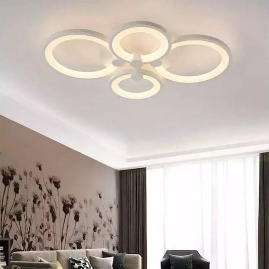 Lustra LED cu telecomanda ALANI 52W, 4 Cercuri, lumina Rece/Calda/Neutra, Dimabila, Alb Lustre LED cu Telecomanda Default Title Alessandro Design