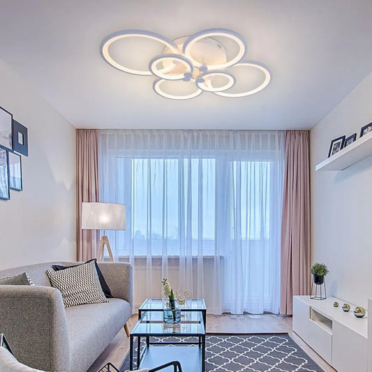 Lustra LED cu telecomanda ALANI 168W, 6 Cercuri, lumina Rece/Calda/Neutra, Dimabila, Alb Lustre LED cu Telecomanda Default Title Alessandro Design