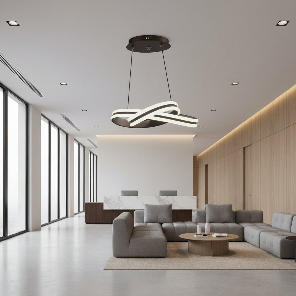 Lustra LED suspendata cu telecomanda INFINITY LOOP 61W, lumina Rece/Calda/Neutra, Dimabila, Negru, Inaltime Reglabila Lustre LED cu Telecomanda Default Title Alessandro Design