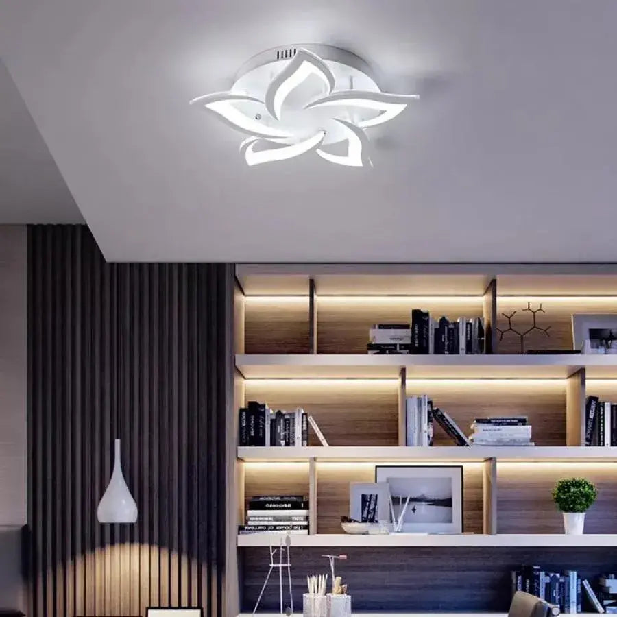 Lustra LED cu telecomanda LOTUS 54W, 5 Petale, lumina Rece/Calda/Neutra, Dimabila, Alb Lustre LED cu Telecomanda Default Title Alessandro Design
