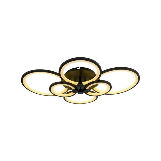 Lustra LED cu telecomanda ALANI 152W, 6 Cercuri, lumina Rece/Calda/Neutra, Dimabila, Negru Lustre LED cu Telecomanda Default Title Alessandro Design