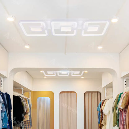 Lustra LED cu telecomanda FELIX 87W, 3 Patrate, lumina Rece/Calda/Neutra, Dimabila, Alb Lustre LED cu Telecomanda Default Title Alessandro Design