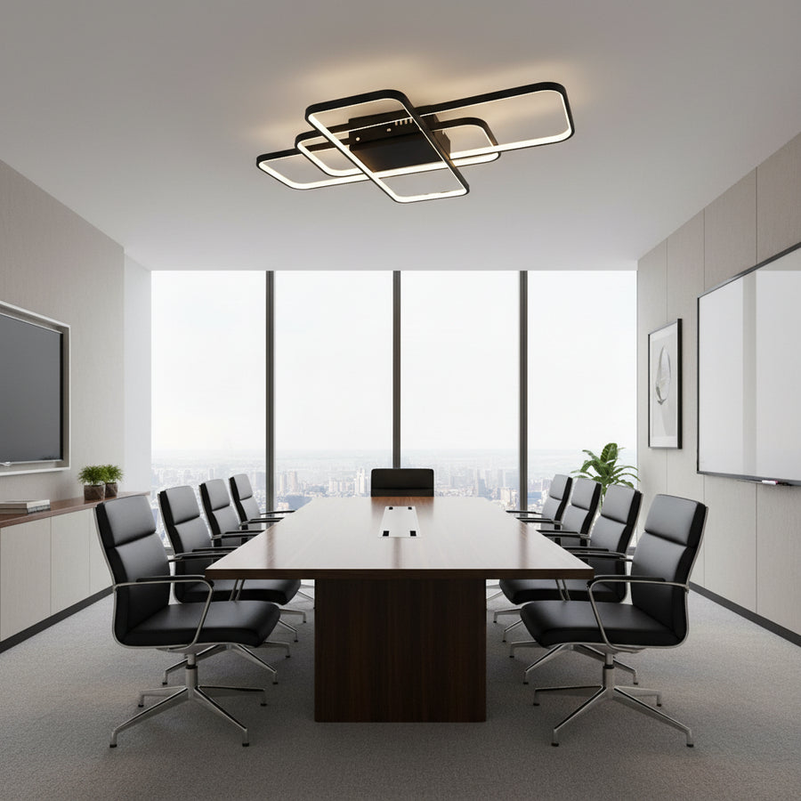 Lustra LED IANUSIS cu telecomanda 95W, 3 Elemente, lumina Rece/Calda/Neutra, Dimabila, Negru Lustre LED cu Telecomanda Default Title Alessandro Design