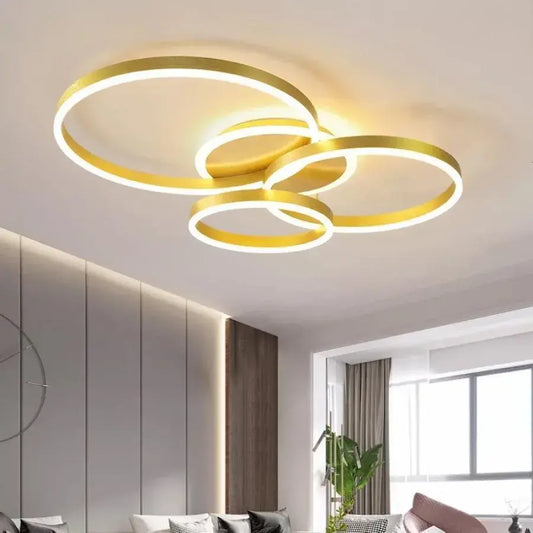 Lustra LED cu telecomanda LYRA 100W, 3 Cercuri, lumina Rece/Calda/Neutra, Dimabila, Auriu Periat Lustre LED cu Telecomanda Default Title Alessandro Design