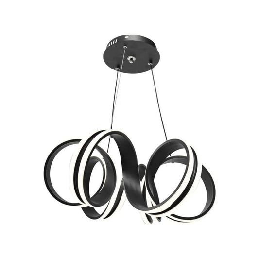 Lustra LED suspendata cu telecomanda INFINITY TWIST 180W, Ondulata, lumina Rece/Calda/Neutra, Dimabila, Negru, Inaltime Reglabila Lustre Moderne Default Title Alessandro Design