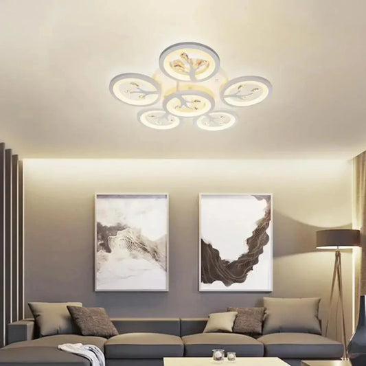 Lustra LED cu telecomanda si cristal DAISY 78W, 6 Elemente, lumina Rece/Calda/Neutra, Dimabila, Alb Lustre LED cu Telecomanda Default Title Alessandro Design
