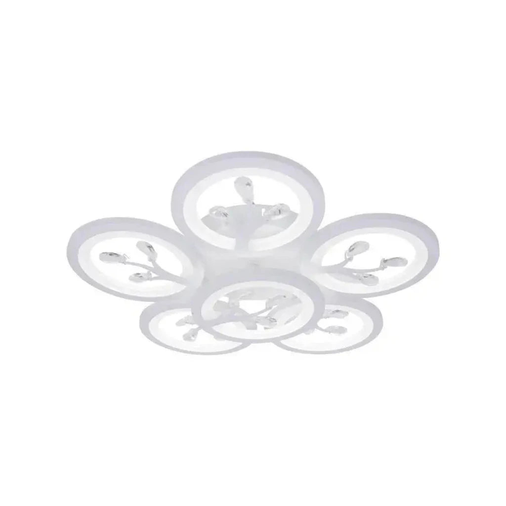 Lustra LED cu telecomanda si cristal DAISY 78W, 6 Elemente, lumina Rece/Calda/Neutra, Dimabila, Alb Lustre LED cu Telecomanda Default Title Alessandro Design