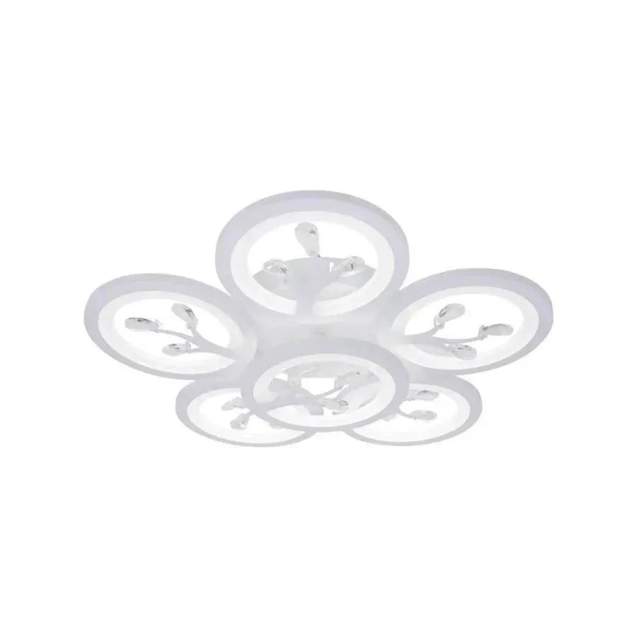Lustra LED cu telecomanda si cristal DAISY 78W, 6 Elemente, lumina Rece/Calda/Neutra, Dimabila, Alb Lustre LED cu Telecomanda Default Title Alessandro Design