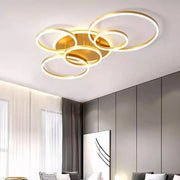 Lustra LED cu telecomanda LYRA 248W, 5 Cercuri, lumina Rece/Calda/Neutra, Dimabila, Auriu Periat Lustre LED cu Telecomanda Default Title Alessandro Design