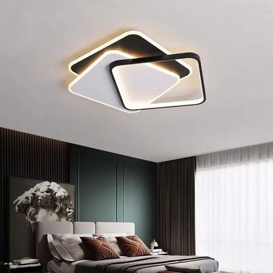 Lustra LED cu telecomanda OSANNA 128W, 3 Patrate, lumina Rece/Calda/Neutra, Dimabila, Negru Lustre LED cu Telecomanda Default Title Alessandro Design