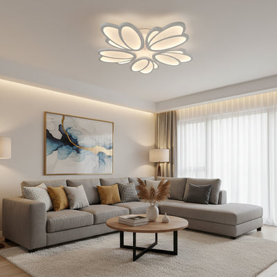 Lustra LED cu telecomanda TULIP 81W, 5 Petale, lumina Rece/Calda/Neutra, Dimabila, Alb