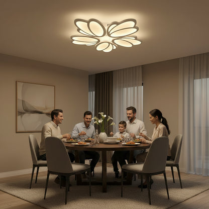Lustra LED cu telecomanda TULIP 81W, 5 Petale, lumina Rece/Calda/Neutra, Dimabila, Alb Lustre LED cu Telecomanda Default Title Alessandro Design