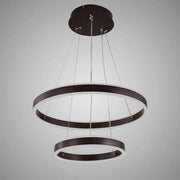Lustra LED suspendata cu telecomanda OLATHE 180W, 2 Cercuri, lumina Rece/Calda/Neutra, Dimabila, Maro, Inaltime Reglabila