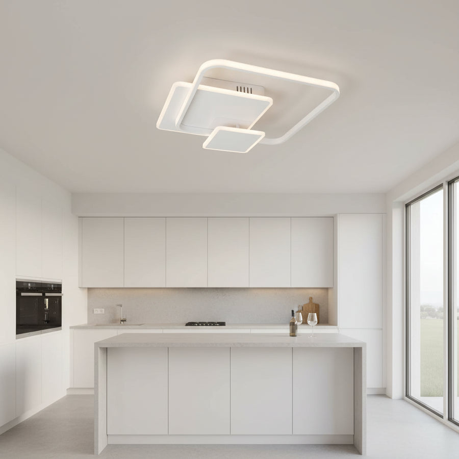 Lustra LED cu telecomanda ANEMONA 75W, 3 Patrate, lumina Rece/Calda/Neutra, Dimabila, Alb Lustre LED cu Telecomanda Default Title Alessandro Design