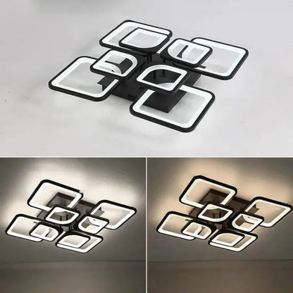 Lustra LED cu telecomanda FELY 192W, 8 Patrate, lumina Rece/Calda/Neutra, Dimabila, Alb Lustre LED cu Telecomanda Default Title Alessandro Design