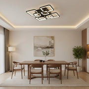 Lustra LED cu telecomanda ZOE, 8 Patrate, 138W, Lumina Rece/Calda/Neutra, Dimabila, Negru