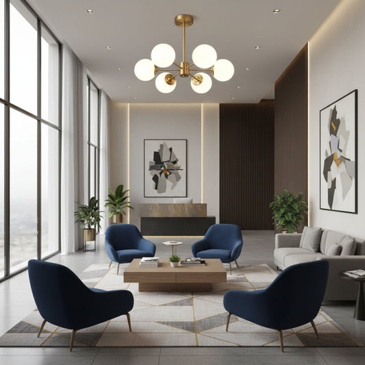 Lustra LC801/6GD, 6x E27, Alb Auriu, Metal Lustre Moderne Default Title Alessandro Design