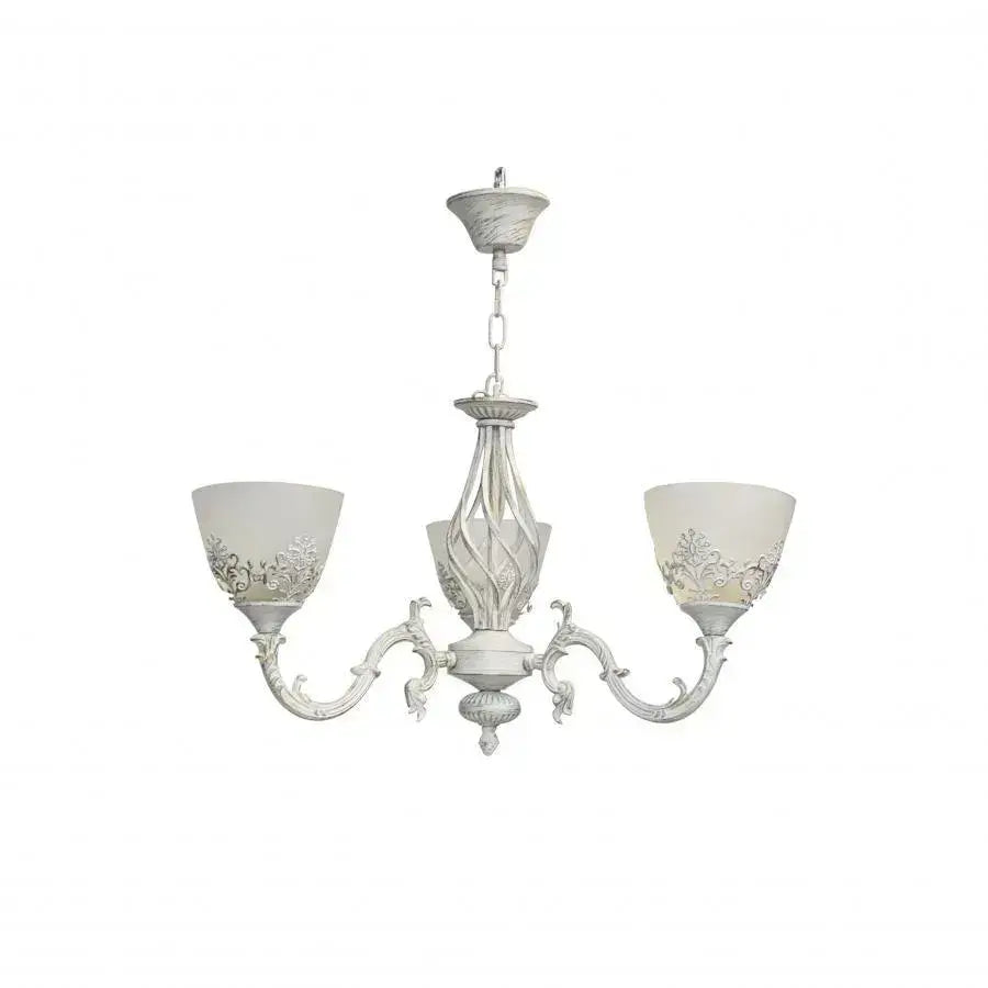 Lustra VINTAGE, tip Pendul cu brate, COTTAGE, Circulara, 3xE27, Sticla si Metal, Alb Lustre Clasice Default Title Alessandro Design