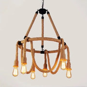 Lustra Snuri Rustic 6x E27 Circulara Franghie Suspendata Lustre Vintage Default Title Alessandro Design