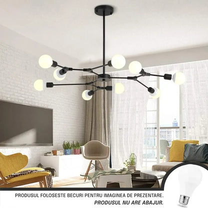 Lustra Architek Nona, 9x E27, Negru, Metal Lustre Industrial Default Title Alessandro Design