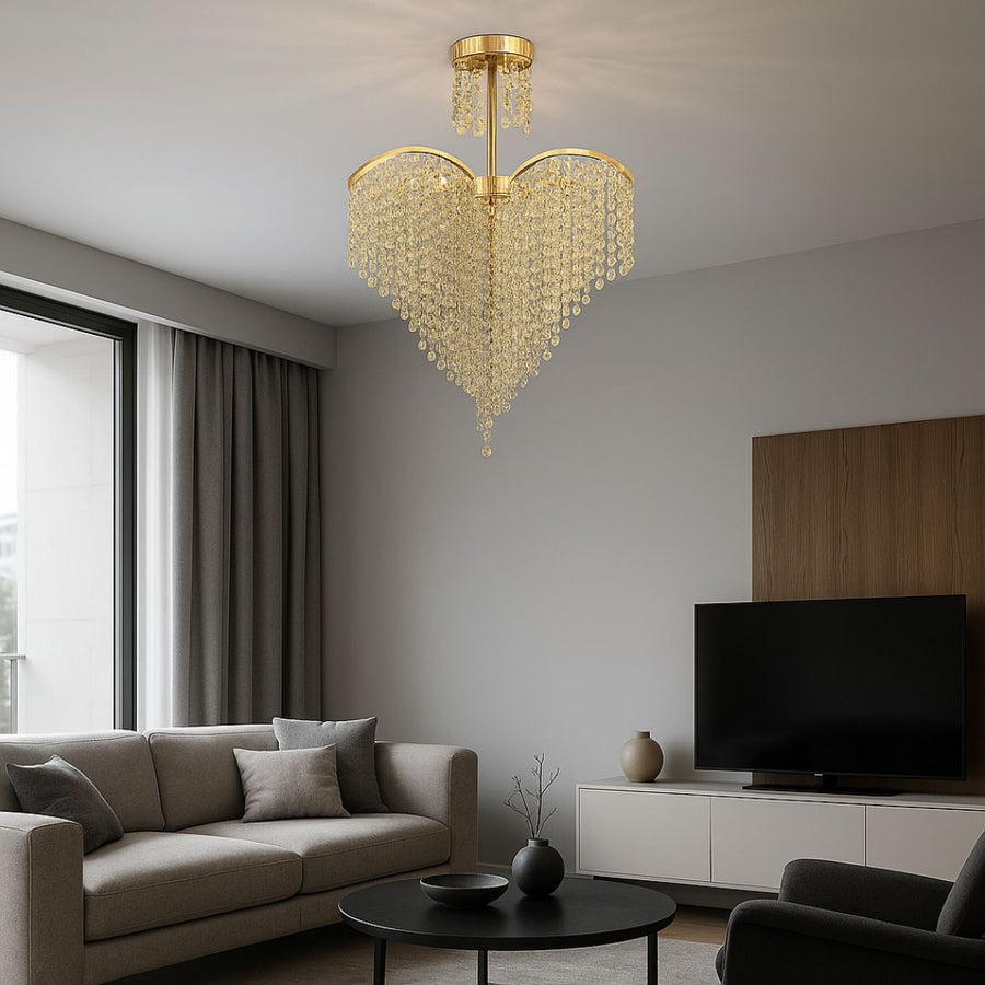 Candelabru Cristal Ander, 4xE14, Diametru 45cm, Auriu Candelabre Cristal Default Title Alessandro Design