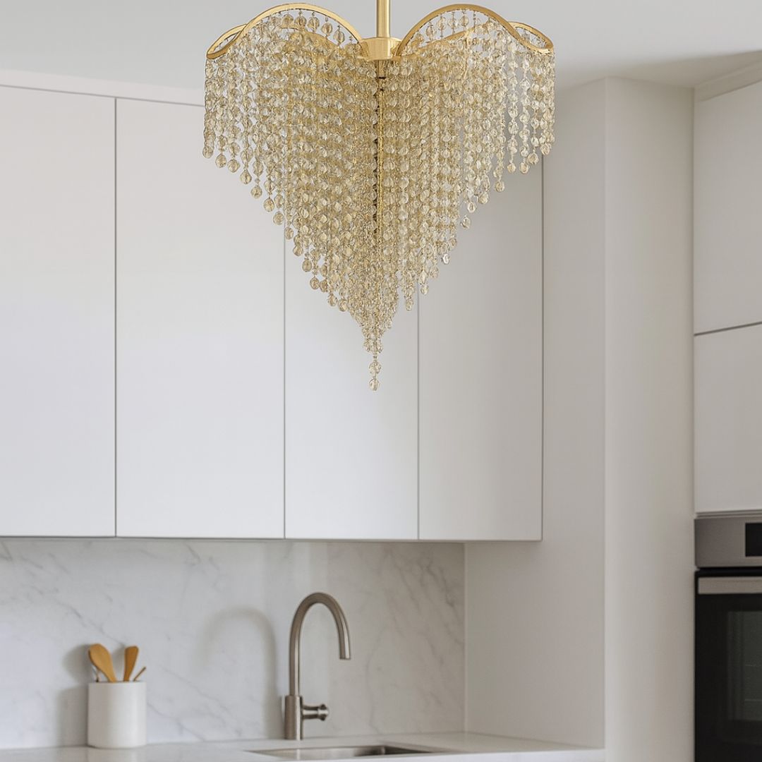 Candelabru Cristal Ander, 4xE14, Diametru 45cm, Auriu Candelabre Cristal Default Title Alessandro Design