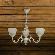 Lustra VINTAGE, tip Pendul cu brate, COTTAGE, Circulara, 3xE27, Sticla si Metal, Alb Lustre Clasice Default Title Alessandro Design