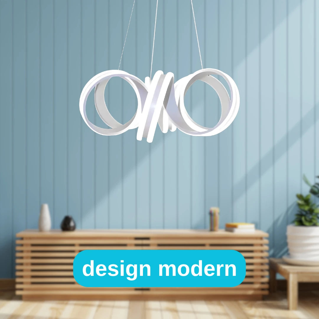 Lustra LED suspendata cu telecomanda INFINITY TWIST 180W, Ondulata, lumina Rece/Calda/Neutra, Dimabila, Alb, Inaltime Reglabila Lustre Moderne Default Title Alessandro Design