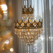 Candelabru Cristal REGALITE Petito, 3XE14, Diametru 26cm, Auriu Lucios, Inaltime Reglabila