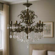 Candelabru Cristal SANSSOUCI Magno, 8xE14, Diametru 65cm, Alama Antichizata Candelabre Clasice Default Title Alessandro Design