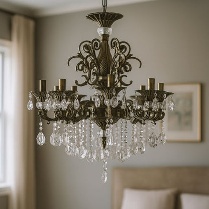 Candelabru Cristal SANSSOUCI Magno, 8xE14, Diametru 65cm, Alama Antichizata Candelabre Clasice Default Title Alessandro Design