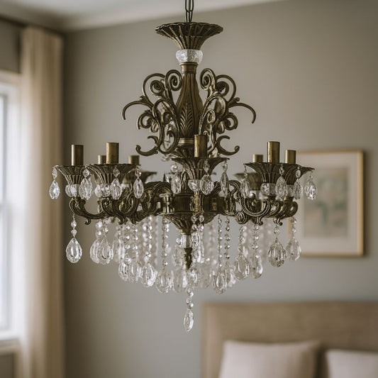 Candelabru Cristal SANSSOUCI Magno, 8xE14, Diametru 65cm, Alama Antichizata Candelabre Clasice Default Title Alessandro Design