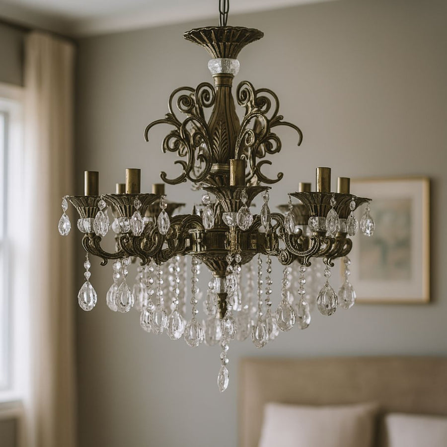 Candelabru Cristal SANSSOUCI Magno, 8xE14, Diametru 65cm, Alama Antichizata Candelabre Clasice Default Title Alessandro Design