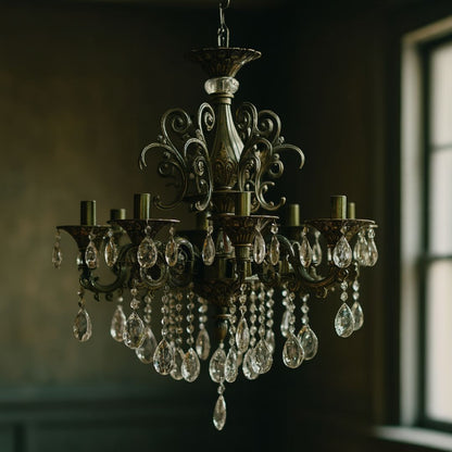 Candelabru Cristal SANSSOUCI Magno, 8xE14, Diametru 65cm, Alama Antichizata Candelabre Clasice Default Title Alessandro Design