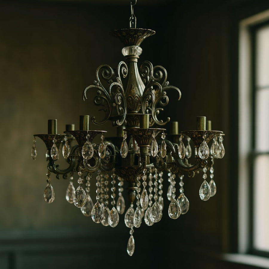 Candelabru Cristal SANSSOUCI Magno, 8xE14, Diametru 65cm, Alama Antichizata Candelabre Clasice Default Title Alessandro Design