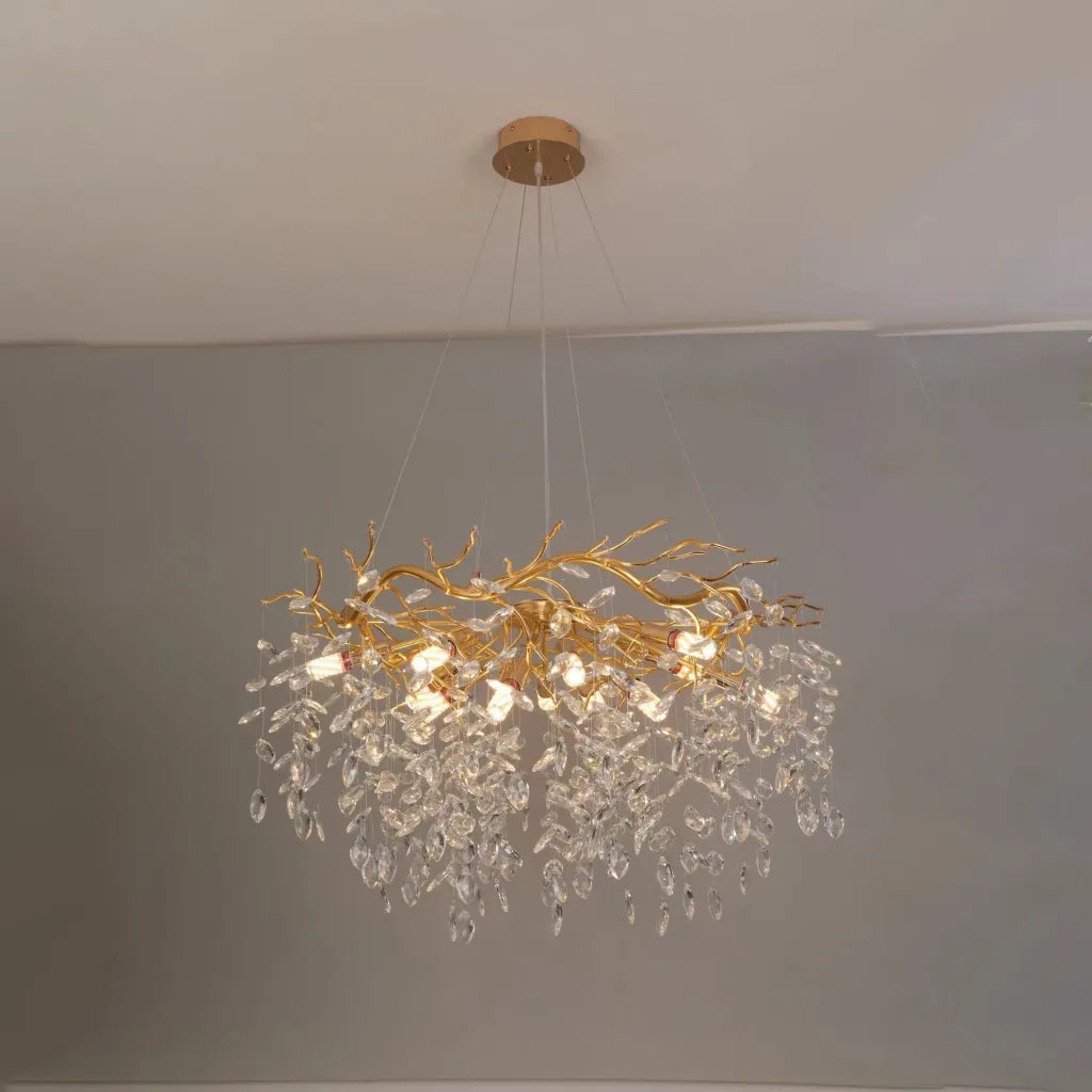 Candelabru Cristal WALTZ Rhapsody, 6x G9, Auriu, 45cm, Inaltime Reglabila, Metal si Cristal Candelabre Cristal Default Title Alessandro Design