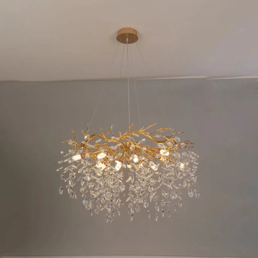 Candelabru Cristal WALTZ Rhapsody, 6x G9, Auriu, 45cm, Inaltime Reglabila, Metal si Cristal Candelabre Cristal Default Title Alessandro Design