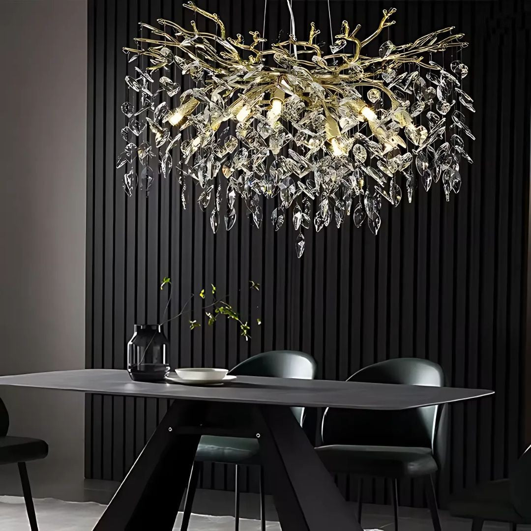 Candelabru Cristal WALTZ Rhapsody, 6x G9, Auriu, 45cm, Inaltime Reglabila, Metal si Cristal Candelabre Cristal Default Title Alessandro Design