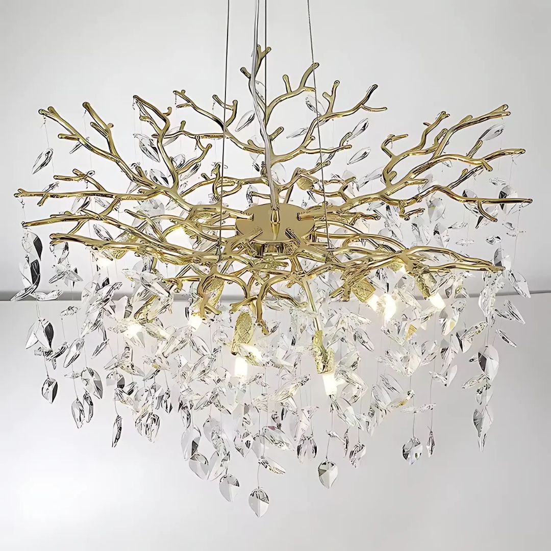 Candelabru Cristal WALTZ Rhapsody, 6x G9, Auriu, 45cm, Inaltime Reglabila, Metal si Cristal Candelabre Cristal Default Title Alessandro Design