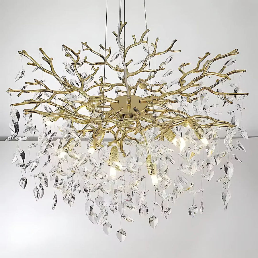 Candelabru Cristal WALTZ Rhapsody, 6x G9, Auriu, 45cm, Inaltime Reglabila, Metal si Cristal Candelabre Cristal Default Title Alessandro Design