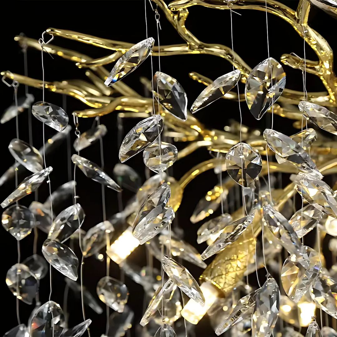 Candelabru Cristal WALTZ Rhapsody, 6x G9, Auriu, 45cm, Inaltime Reglabila, Metal si Cristal Candelabre Cristal Default Title Alessandro Design