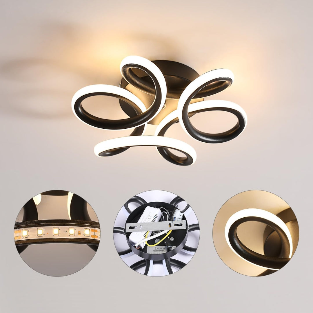Lustra LED VERTEX HELIX, 65W, lumina Rece/Calda/Neutra, Negru Lustre LED Default Title Alessandro Design