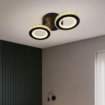 Lustra LED cu telecomanda si cristal NOVA ROTONDA 32W, 2 Cercuri, lumina Rece/Calda/Neutra, Dimabila, Negru Lustre LED Cristal Default Title Alessandro Design