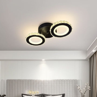 Lustra LED cu telecomanda si cristal NOVA ROTONDA 32W, 2 Cercuri, lumina Rece/Calda/Neutra, Dimabila, Negru Lustre LED Cristal Default Title Alessandro Design