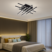 Lustra LED cu Telecomanda LINEX, 108W, 8 elemente, Lumina Rece/Calda/Neutra, Dimabila, Negru Lustre LED cu Telecomanda Default Title Alessandro Design