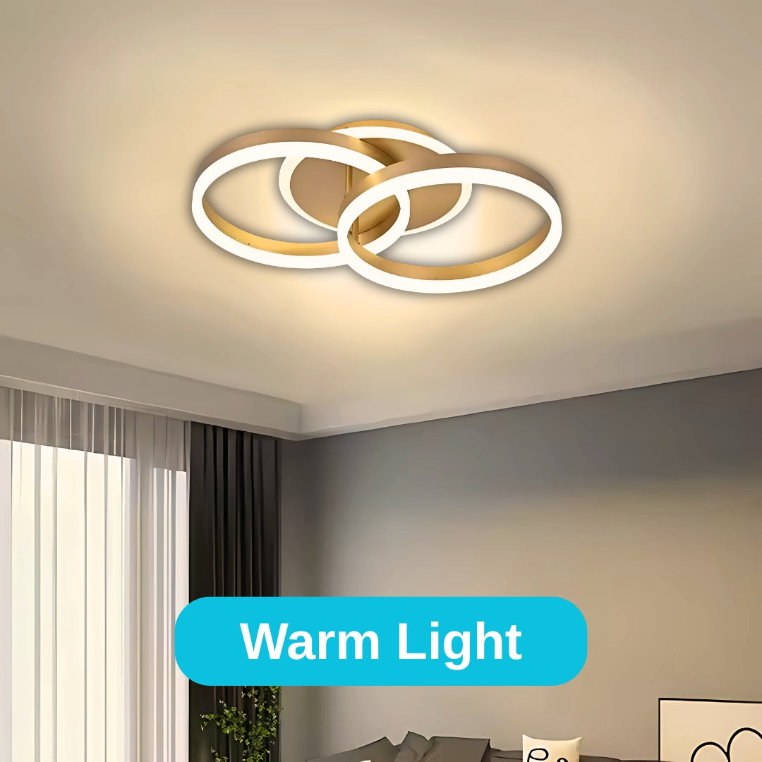 Lustra LED cu telecomanda RINOVA 41W, 2 Cercuri, lumina Rece/Calda/Neutra, Dimabila, Auriu Lustre LED cu Telecomanda Default Title Alessandro Design