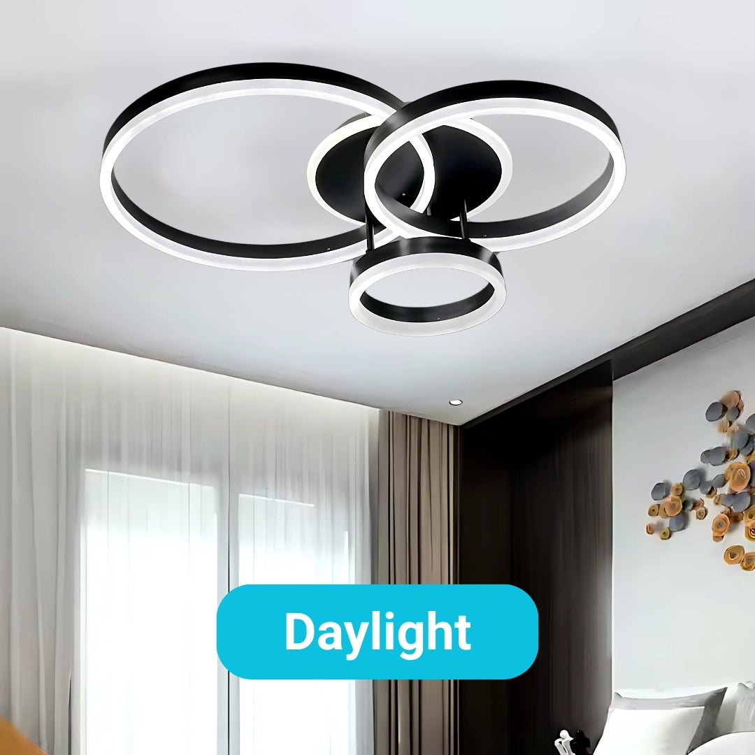 Lustra LED cu telecomanda RIGA LILITH, 68W, 3 Cercuri, lumina Rece/Calda/Neutra, Dimabila, Negru Lustre LED cu Telecomanda Default Title Alessandro Design