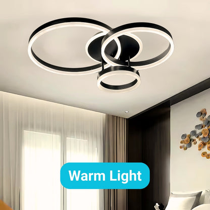 Lustra LED cu telecomanda RIGA LILITH, 68W, 3 Cercuri, lumina Rece/Calda/Neutra, Dimabila, Negru Lustre LED cu Telecomanda Default Title Alessandro Design