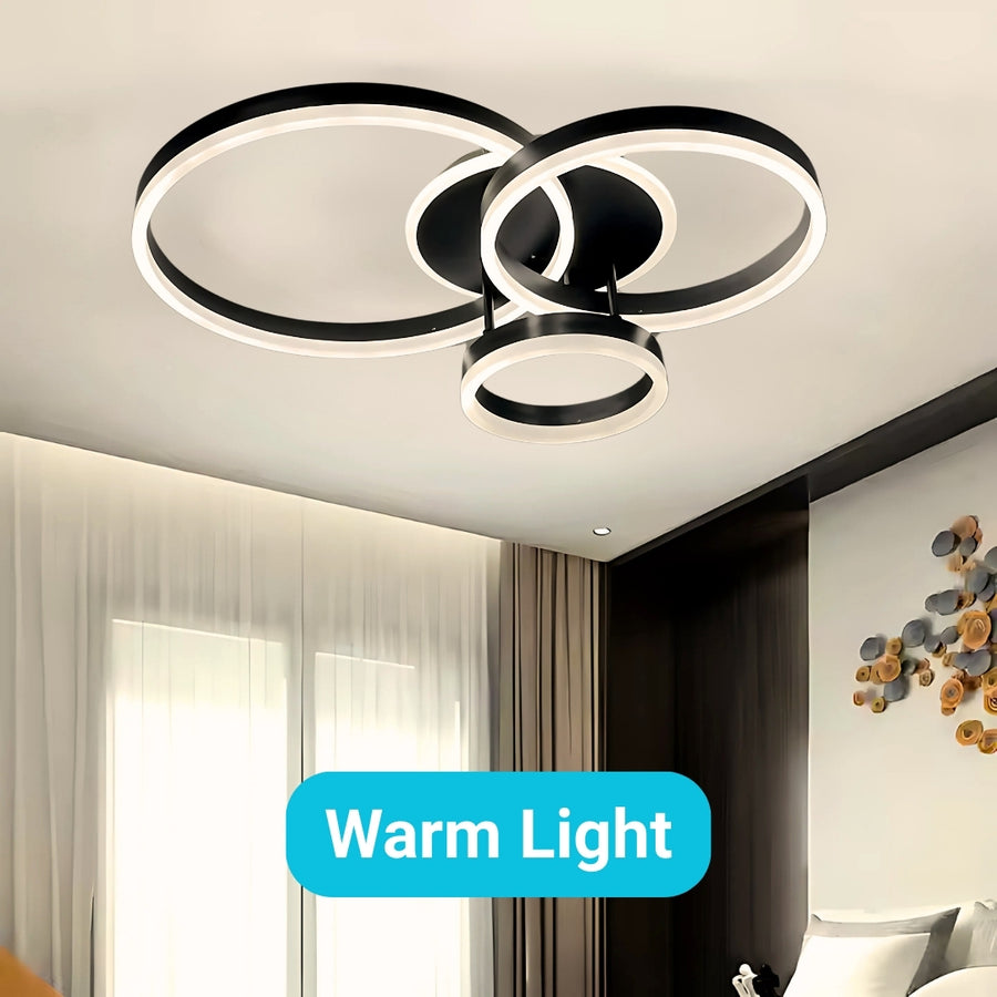 Lustra LED cu telecomanda RIGA LILITH, 68W, 3 Cercuri, lumina Rece/Calda/Neutra, Dimabila, Negru Lustre LED cu Telecomanda Default Title Alessandro Design